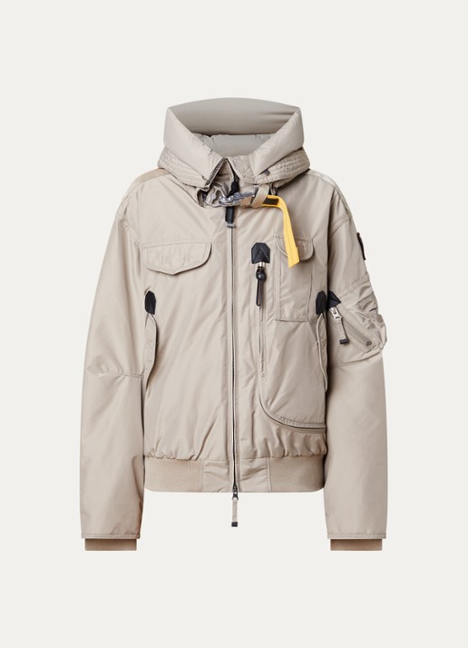 Parajumpers Gobi bomberjack met donsvulling en capuchon - voorkant 4 donkerbeige