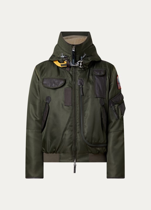 Parajumpers Gobi gewatteerd bomberjack met donsvulling en logo - voorkant 5 groen