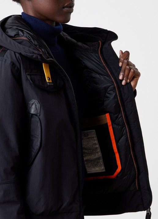 Parajumpers Gobi gewatteerd bomberjack met donsvulling en logo - detail 3 zwart