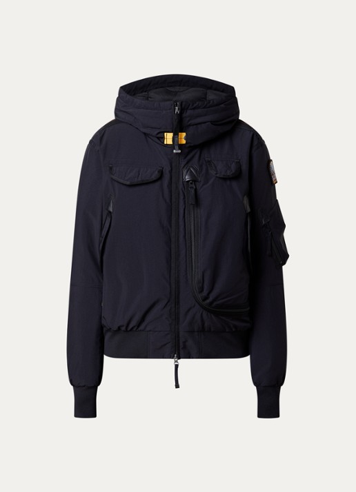 Parajumpers Gobi gewatteerd bomberjack met donsvulling en logo - voorkant 4 zwart