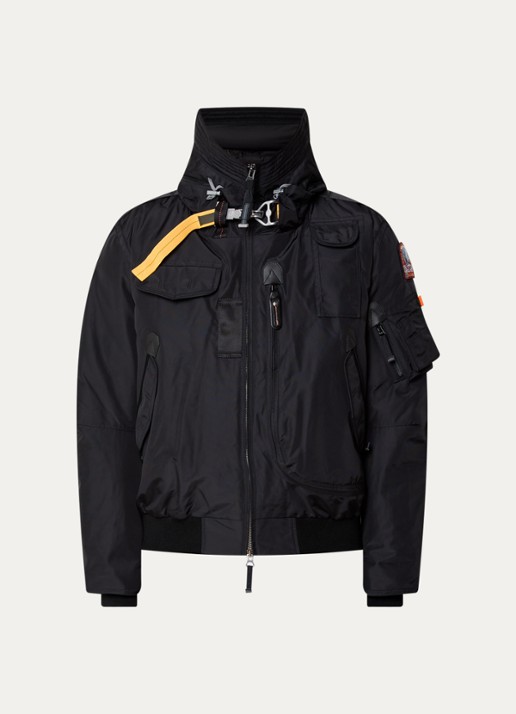 Parajumpers Gobi gewatteerd bomberjack met donsvulling en logoborduring - voorkant 2 zwart