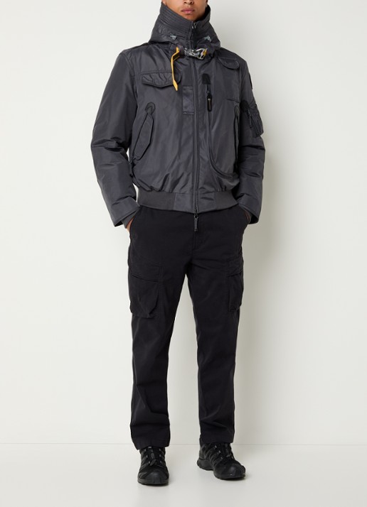 Parajumpers Gobi gewatteerd bomberjack met donsvulling en logoborduring - voorkant 2 donkergrijs
