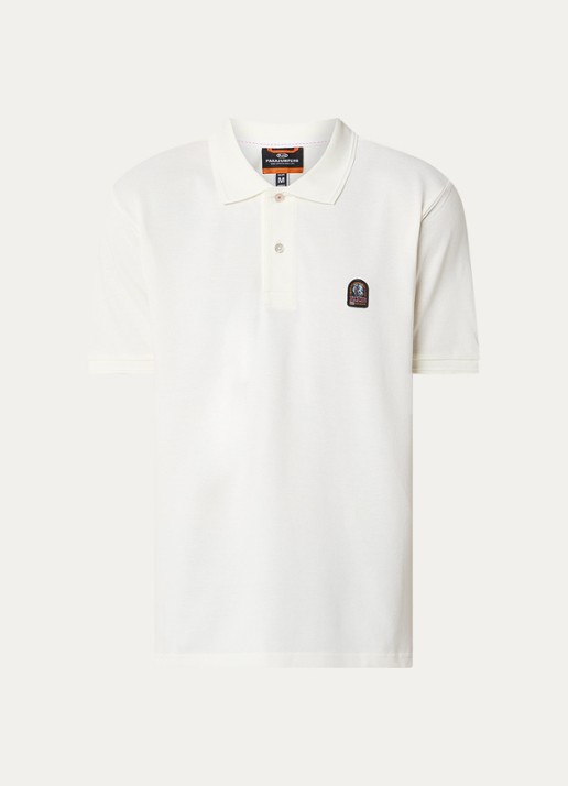Parajumpers Hobart regular fit polo met logoborduring - voorkant 2 gebroken wit