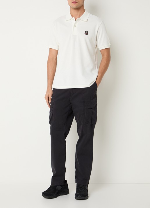 Parajumpers Hobart regular fit polo met logoborduring - voorkant 3 gebroken wit