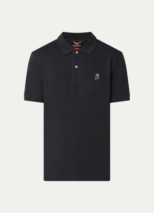 Parajumpers Hobart regular fit polo met logoborduring - voorkant 3 zwart