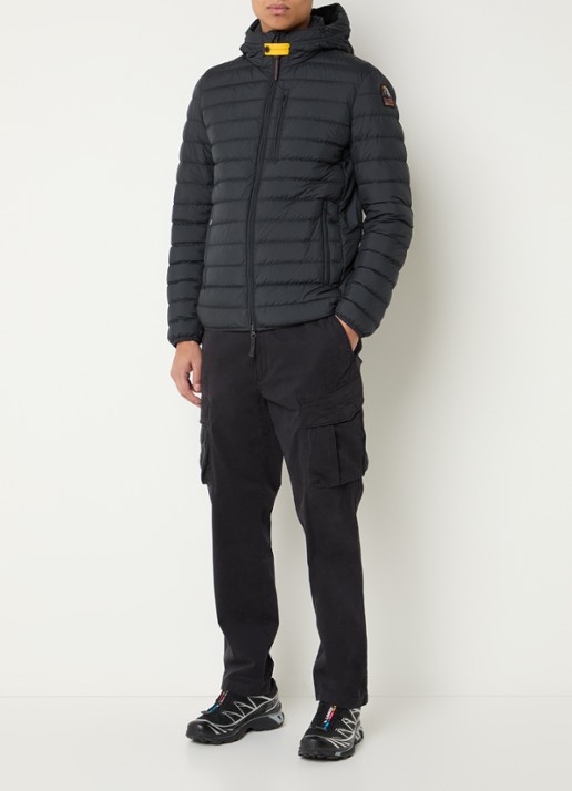 Parajumpers Last Minute gewatteerd jack met donsvulling en capuchon - voorkant 2 zwart