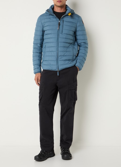 Parajumpers Last Minute gewatteerd jack met donsvulling en capuchon - voorkant 2 staalblauw