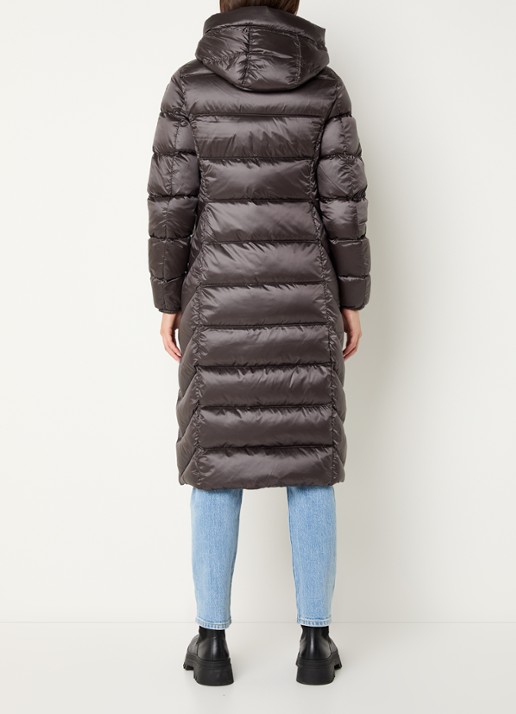 Parajumpers Leah longline puffer jas met donsvulling en capuchon - achterkant 4 bruin