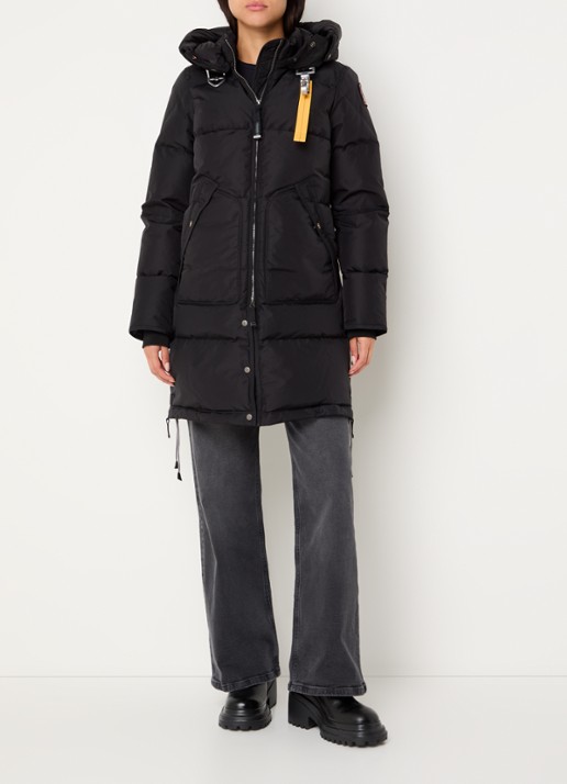 Parajumpers Long Bear gewatteerde jas met donsvulling en afneembare capuchon - voorkant 4 zwart