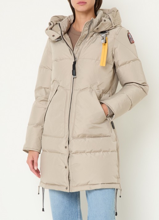 Parajumpers Long Bear gewatteerde jas met donsvulling en afneembare capuchon - detail 2 zand