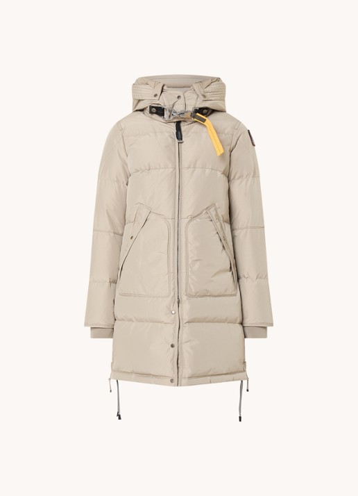 Parajumpers Long Bear gewatteerde jas met donsvulling en afneembare capuchon - voorkant 3 zand