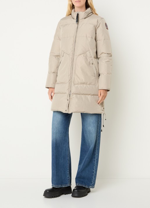 Parajumpers Long Bear jas met donsvulling en afneembare capuchon  - voorkant 4 beige