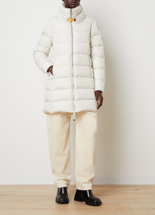 Parajumpers Malandra gewatteerde puffer jas met donsvulling en ritszakken - voorkant 5 wit