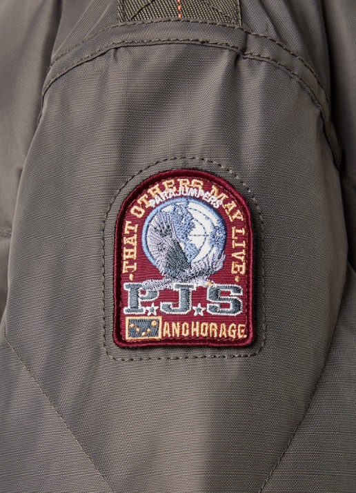 Parajumpers Mallery puffer jack met donsvulling en logo - detail 3 olijfgroen