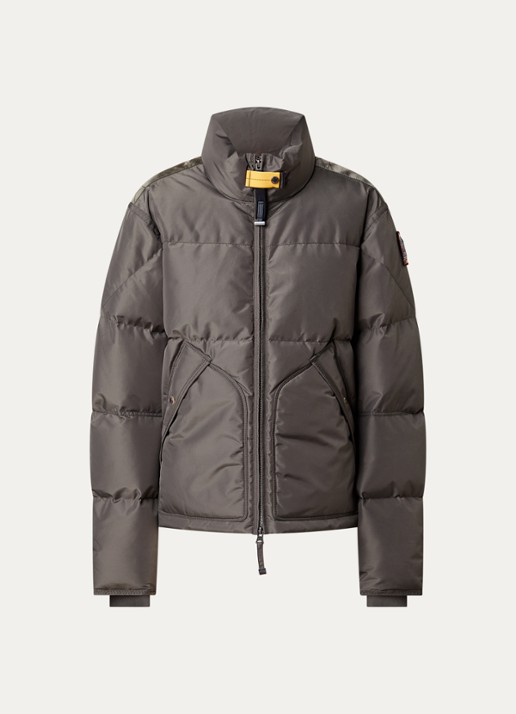 Parajumpers Mallery puffer jack met donsvulling en logo - voorkant 4 olijfgroen