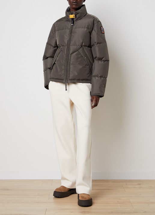 Parajumpers Mallery puffer jack met donsvulling en logo - voorkant 5 olijfgroen