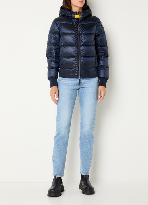 Parajumpers Mariah puffer jack met donsvulling en capuchon - voorkant 3 donkerblauw
