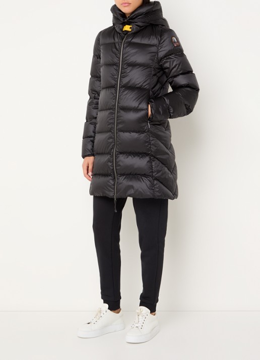 Parajumpers Marion gewatteerde jas met donsvulling en capuchon - voorkant 3 zwart