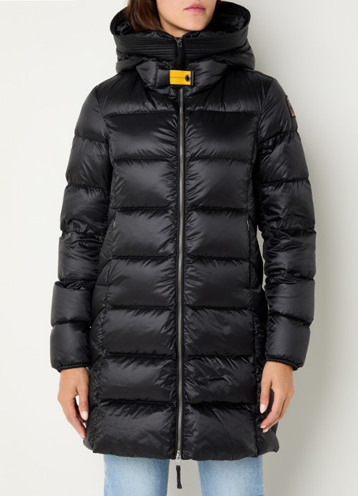 Parajumpers Marion longline puffer jas met donsvulling en capuchon - detail 3 zwart