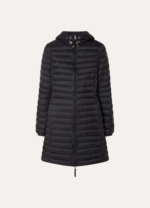 Parajumpers Meredith puffer jas met donsvulling en capuchon - voorkant 2 zwart