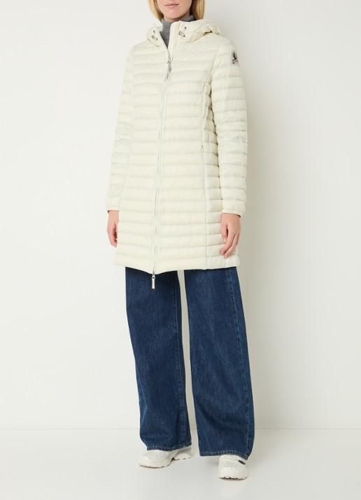 Parajumpers Meredith puffer jas met donsvulling en capuchon - voorkant 3 creme