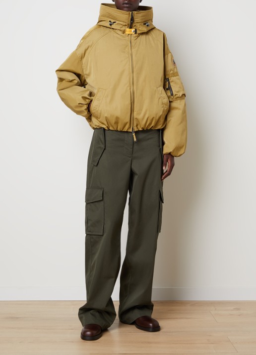 Parajumpers Naadz gewatteerde jack donsvulling en capuchon - voorkant 5 mosgroen