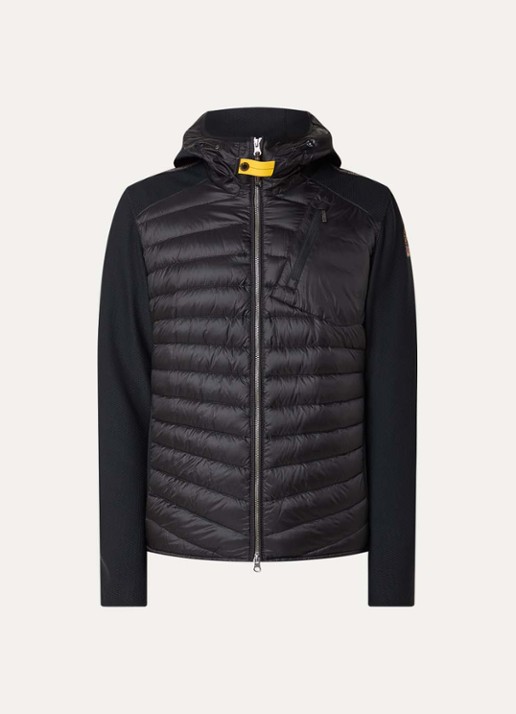Parajumpers Nolan gewatteerd jack met donsvulling en capuchon - voorkant 2 zwart