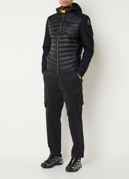 Parajumpers Nolan gewatteerd jack met donsvulling en capuchon - voorkant 3 zwart