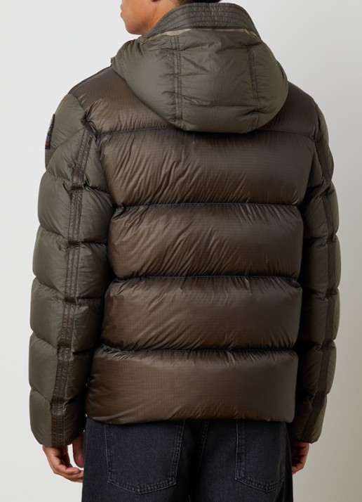 Parajumpers Notigi puffer jas met donsvulling en ritszakken - achterkant bronsgroen