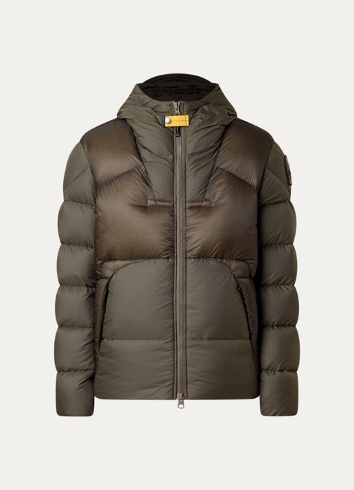 Parajumpers Notigi puffer jas met donsvulling en ritszakken - voorkant 2 bronsgroen