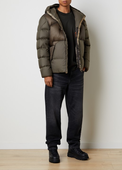 Parajumpers Notigi puffer jas met donsvulling en ritszakken - voorkant 3 bronsgroen