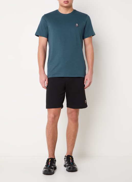 Parajumpers Patch T-shirt met logoborduring - voorkant 2 blauw