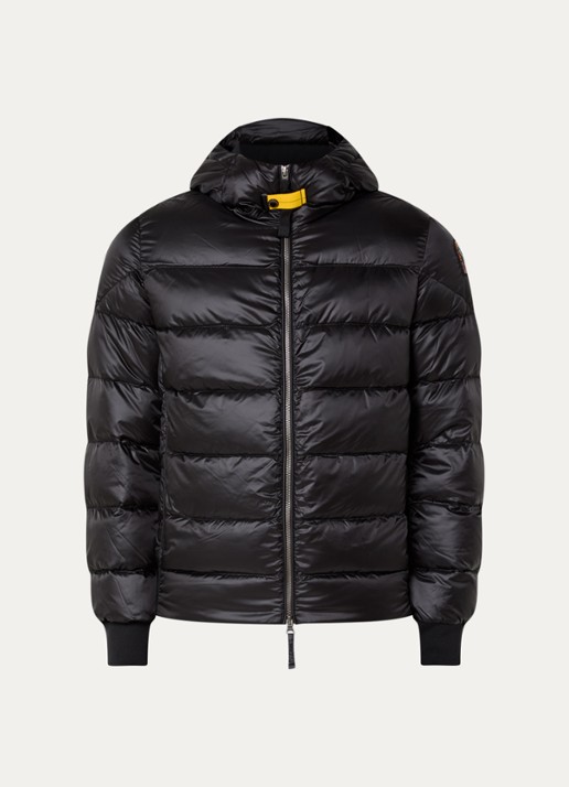 Parajumpers Pharrell puffer jack met capuchon en logo - voorkant 3 zwart