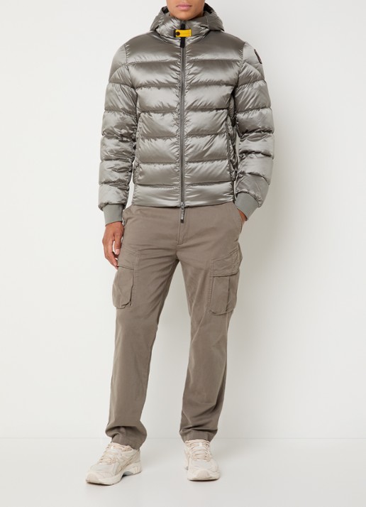 Parajumpers Pharrell puffer jack met capuchon en logo - voorkant 2 grijs