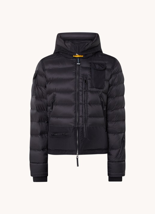 Parajumpers Skimaster gewatteerd jack met donsvulling en capuchon - voorkant zwart