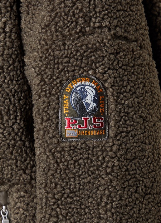 Parajumpers Sori jack van teddy met ritszakken en logo - detail 3 olijfgroen