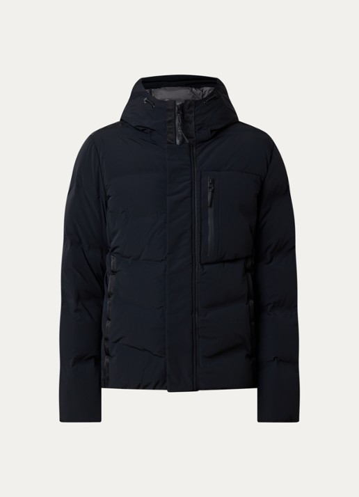 Parajumpers Taiga pufferjack met donsvulling en ritszakken - voorkant 2 zwart