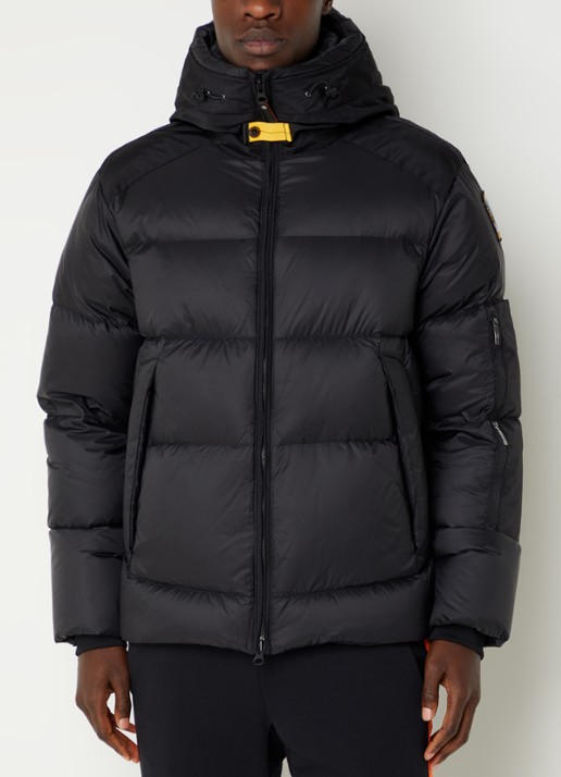 Parajumpers Tyrik puffer jack met donsvulling en ritszakken - detail zwart