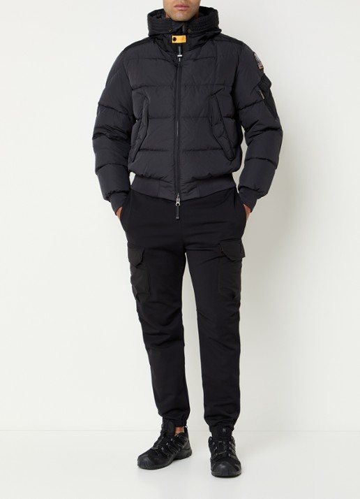 Parajumpers Wilmont puffer jack met capuchon en logoborduring - voorkant 3 zwart