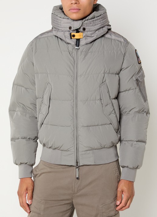 Parajumpers Wilmont puffer jack met capuchon en logoborduring - detail 4 grijs