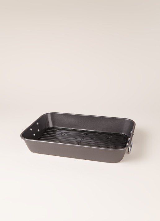 Patisse Carat braadslede met rooster 40 x 28 cm - voorkant 3 donkergrijs
