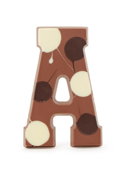 Patisserie de Bijenkorf Chocoladeletter Melk gevlekt 190 gram - A t/m Z - voorkant a