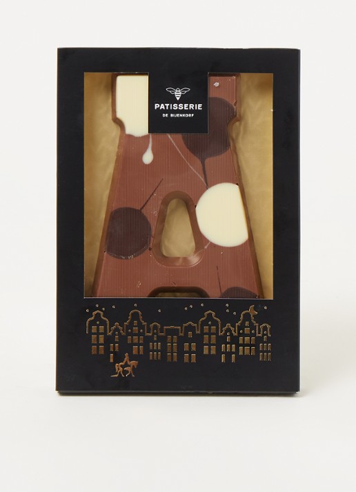 Patisserie de Bijenkorf Chocoladeletter Melk gevlekt 190 gram - A t/m Z - voorkant 2 a