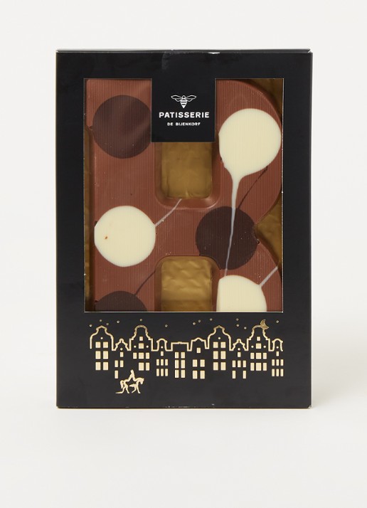 Patisserie de Bijenkorf Chocoladeletter Melk gevlekt 190 gram - A t/m Z - voorkant 2 b