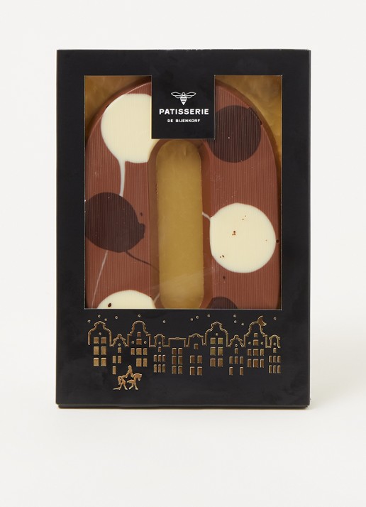 Patisserie de Bijenkorf Chocoladeletter Melk gevlekt 190 gram - A t/m Z - voorkant 2 o