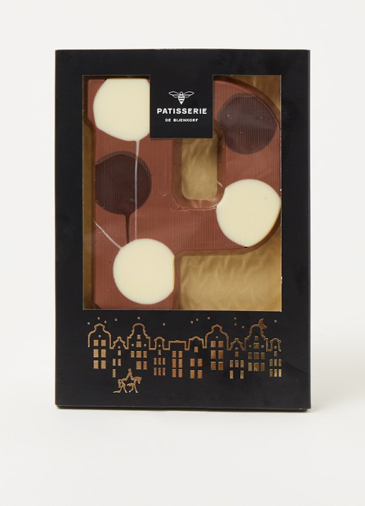 Patisserie de Bijenkorf Chocoladeletter Melk gevlekt 190 gram - A t/m Z - voorkant 2 p