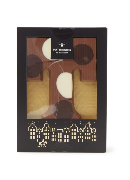 Patisserie de Bijenkorf Chocoladeletter Melk gevlekt 190 gram - A t/m Z - voorkant 2 t