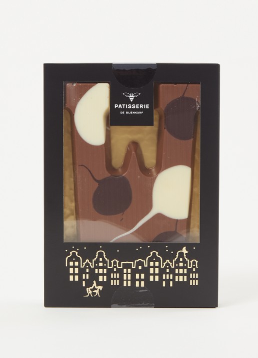 Patisserie de Bijenkorf Chocoladeletter Melk gevlekt 190 gram - A t/m Z - voorkant 2 w