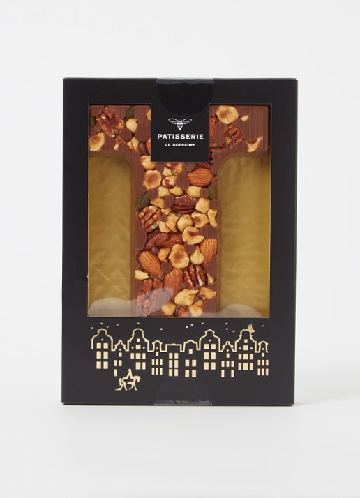 Patisserie de Bijenkorf Chocoladeletter Melk met noten 185 gram - A t/m Z - voorkant 2 i