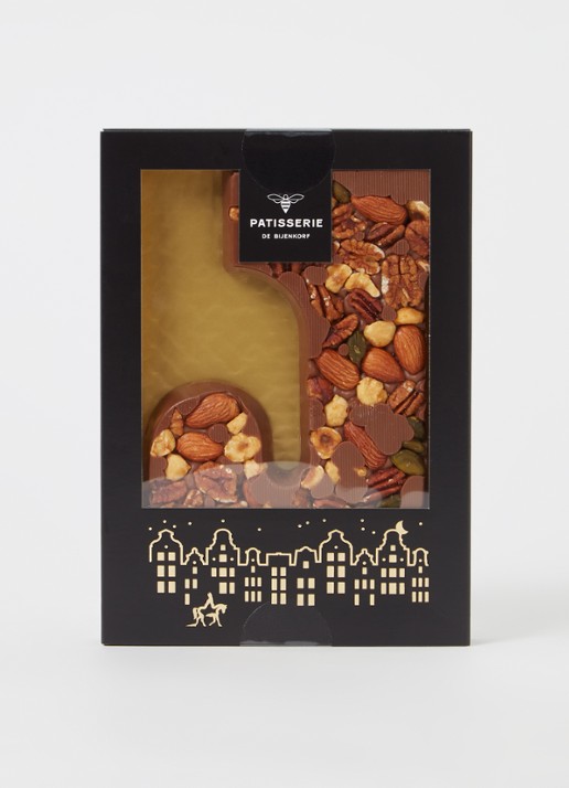 Patisserie de Bijenkorf Chocoladeletter Melk met noten 185 gram - A t/m Z - voorkant 2 j